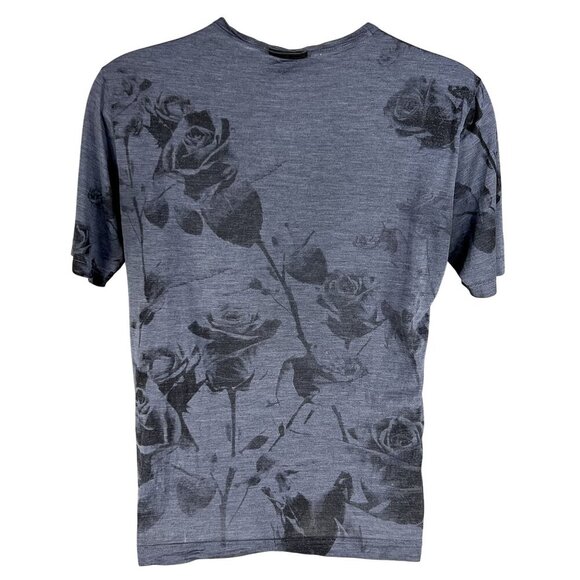 Dolce & Gabbana Men 50 L Black Rose T-Shirt Made In Italy 100% Silk Leather Logo - Picture 2 of 13
